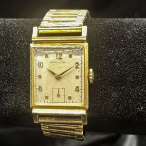 Vintage Hamilton Watch 10K Gold Filled Square Dial Wristwatch Stretch Band USA